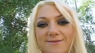 Bold blonde likes to get her pussy fucked out in public