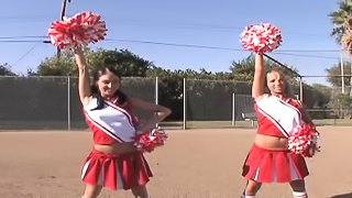 Ashley Jensen and Stephanie Cane are horny cheerleaders craving a cock