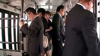 Strangers pick up a Japanese girl on the subway and fuck her