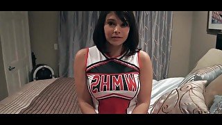 HOT BIG TITTED CHEERLEADER CREAMS ALL OVER STEP DADS MALE STICK - office