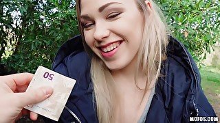 Slutty Russian Girl Takes Cash For Blowjob In Public Place