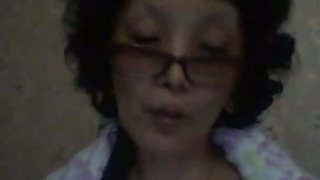 Old Russian mature mom shows webcam show by poking her pussy