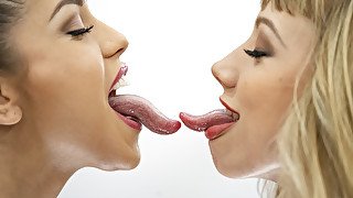 Exciting young ladies Alina Lopez and Ivy Wolfe play Tongue Twister