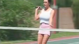Busty MILF plays tennis and gets fucked doggystyle