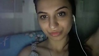 Stunning amateur Arab babe flashes her shaven pussy