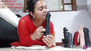 Latina hottie stuffed big ass and shaved pussy with dildos