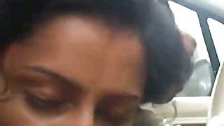 Lewd sinful Desi nympho with dark hair wanks and sucks dick in the car