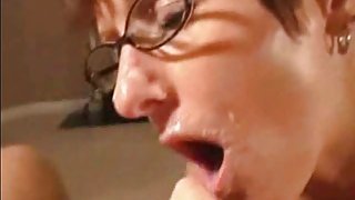 Short Hair Glasses MILF Gets Him Off