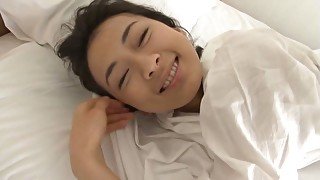 Japanese angel Masako Umemiya wakes up in the morning really happy