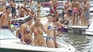 Naturally busty skanks flash their boobs in public