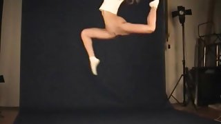 Sporty teen with a hot ass leaps into the air