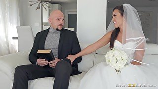 Wonderful bride Kelsi Monroe seduces and fucks the Holy father