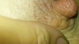 Close up POV action with me playing with my wife's big nipples