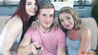 18 Videoz - Sofi Goldfinger - Lovenia Lux - Have Sex-loving teenagers share penis