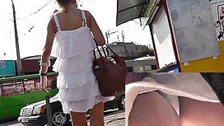 Highly thrilling upskirt closeup