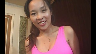 Cute busty Asian milking tits on her lover - lactation fetish with Kaori
