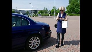 Milf in thigh boots public car park blowjob