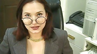 This sexy bitch is a real office slut and she loves to masturbate for me