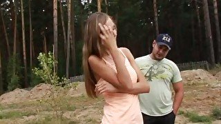 Divine Russian amateur demonstrates her full tits to stranger