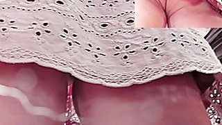 Hot string panty up petticoat closeup