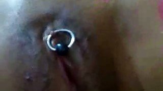 Pierced pussy got teased with sex toy in super steamy nice closeup