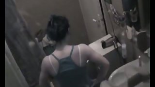 Dark haired beauty hidden shower video