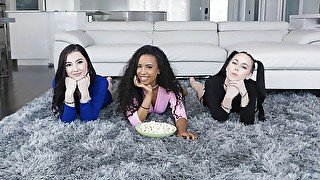 Besties Bambi Black, Demi Sutra & Megan Winters Enjoy Some Hardcore Fuck During Movie Night - BFFS