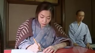 Mature Japanese babe thrilled as her natural tits gets sucked before moaning as her pussy gets licked