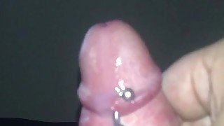 Stroking my pierced cock