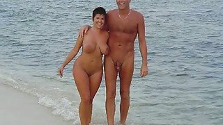 Sexy amateur exhibitionist couples compilation on the beach