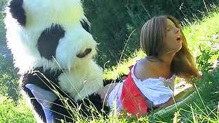 Young slut gets fucked by panda bear