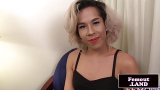 Classy black trans queen solo jerking session