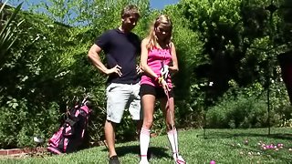 Skinny hot ass dame playing golf before getting ravished hardcore