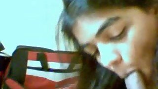 Incredible blowjob from slender dark skin Desi teen