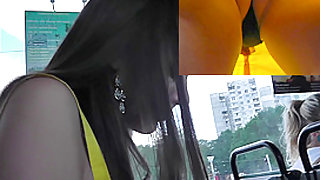 Girl caught on upskirt cam before sitting in the bus