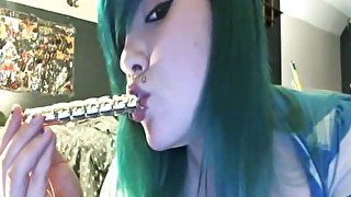 Horny emo waits for her horny fucker. Tasty video.