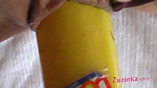 Zuzinka's insatiable pussy eats banana