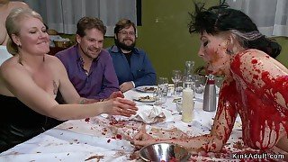 Slave gets pounded in public soup course