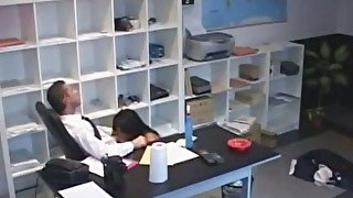 Hidden cam finds slutty secretary fucking her boss in the office