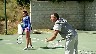 Sporty brunette with mesmerizing rounded ass gets nailed from behind