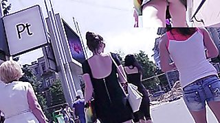 Sweetheart little dark suit upskirt vid