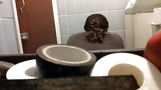 Amateur flashed ass and fatty belly on the toilet cam