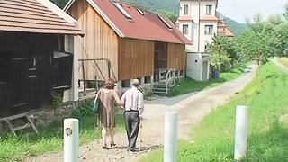 Old couple convinces the cute blonde with big tits to join them