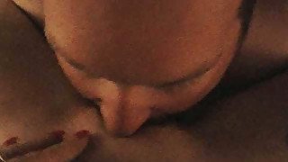 Chubby white pussy licked filmed while he was munching shaved vulva