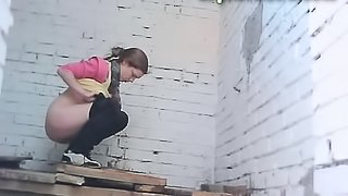 Sweet babe with spread legs is pissing hot