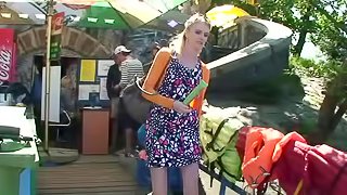 Blonde Euro Teen Giving a POV Blowjob On a Paddle Boat