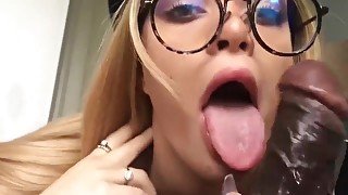 Slinky French Babe Sucks BIG BLACK DICK And Getting Nail Hard Til Facial