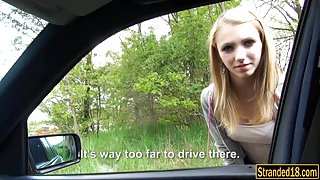 Cutie Beatrix Glower hitchhikes and gets drilled in the car