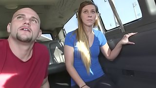 Kaylee Banks blows and gets fucked in the pile driver pose in a bangbus