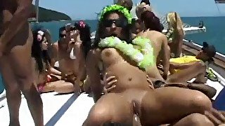 Luscious petite hooker takes party in nasty orgy session that takes place on the yacht